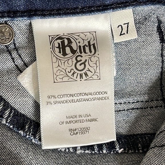 RICH AND SKINNY Dark Jeans Size 27 - Picture 6 of 6